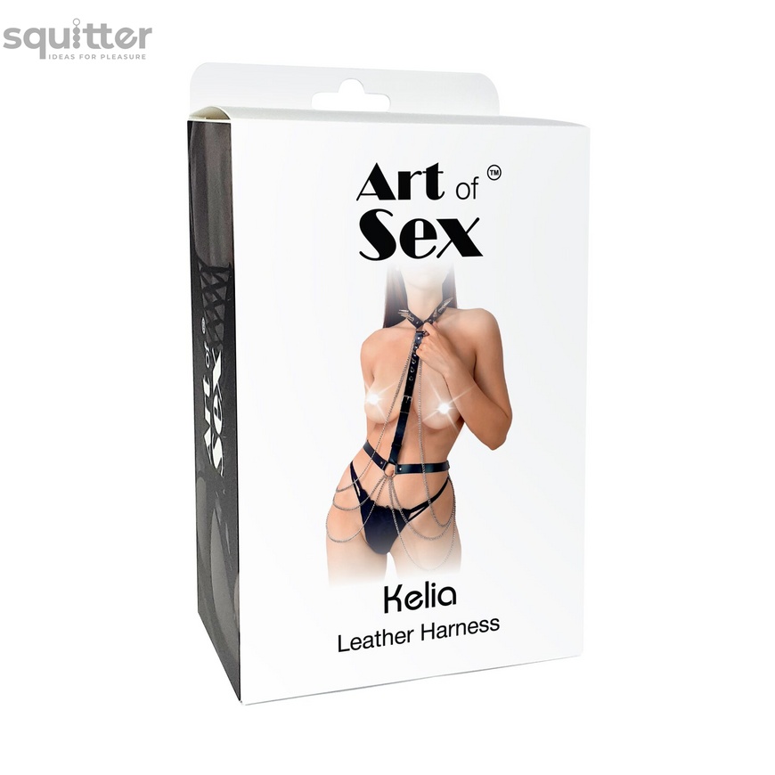 Портупея жіноча Art of Sex - Keliya Leather harness, натуральна шкіра, розмір XS-2XL, колір чорний SO7504 фото