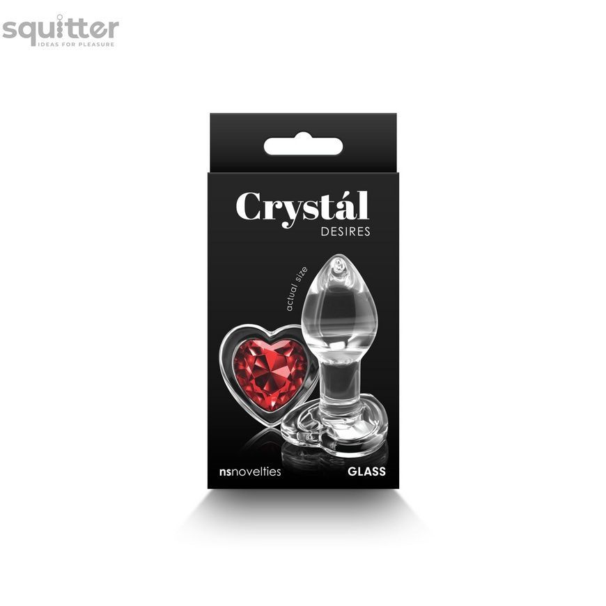 Скляна анальна пробка NS Novelties Crystal - Desires - Red Heart - Small SX4352 - онлайн-сексшоп Сквітер