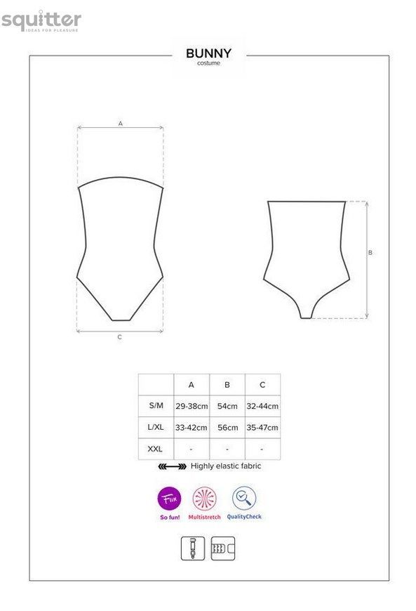 Эротический костюм кролика Obsessive Bunny costume L/XL, black, боди, чокер, гартеры, чулки, маска SO7702 - онлайн-сексшоп Сквитер
