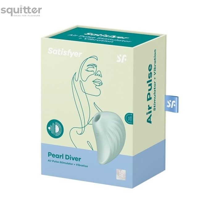 Вакуумний кліторальний стимулятор із вібрацією Satisfyer Pearl Diver Mint SO6077 фото