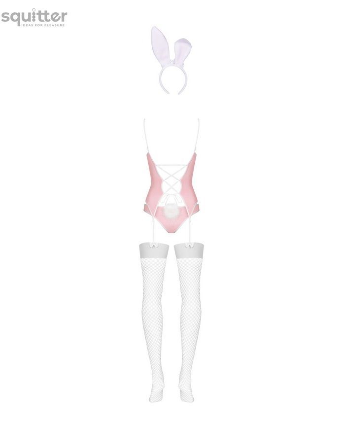 Еротичний костюм зайчика Obsessive Bunny suit 4 pcs costume pink L/XL, рожевий, топ з підв&rsquo;язками SO7255 - онлайн-сексшоп Сквітер