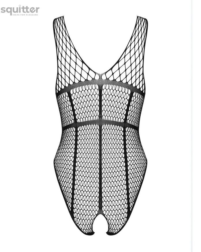 Бодистокинг из крупной сетки с доступом Obsessive B117 teddy S/M/L, черный SO7205 - онлайн-сексшоп Сквитер