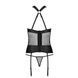 Сетчатый комплект корсет с халтером, съемные подвязки и трусики Amanda Corset black S/M - PassionSO5319,6 - интернет-магазин интимных товаров Squitter