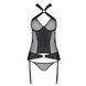 Сетчатый комплект корсет с халтером, съемные подвязки и трусики Amanda Corset black S/M - PassionSO5319,5 - интернет-магазин интимных товаров Squitter