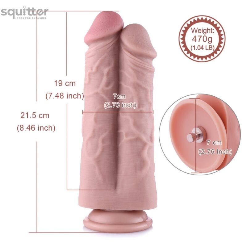 Подвійний Ділдо для секс-машин Hismith 8.5″ Two Cocks One Hole Silicone Dildo SO6206 фото