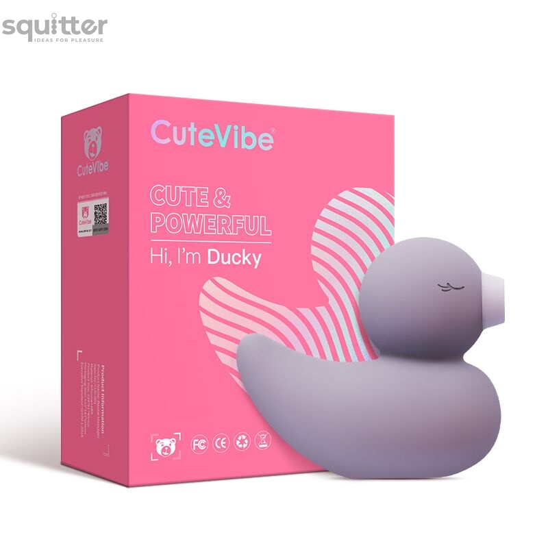 Вакуумний вібратор-качечка CuteVibe Ducky Grey SO6552 фото