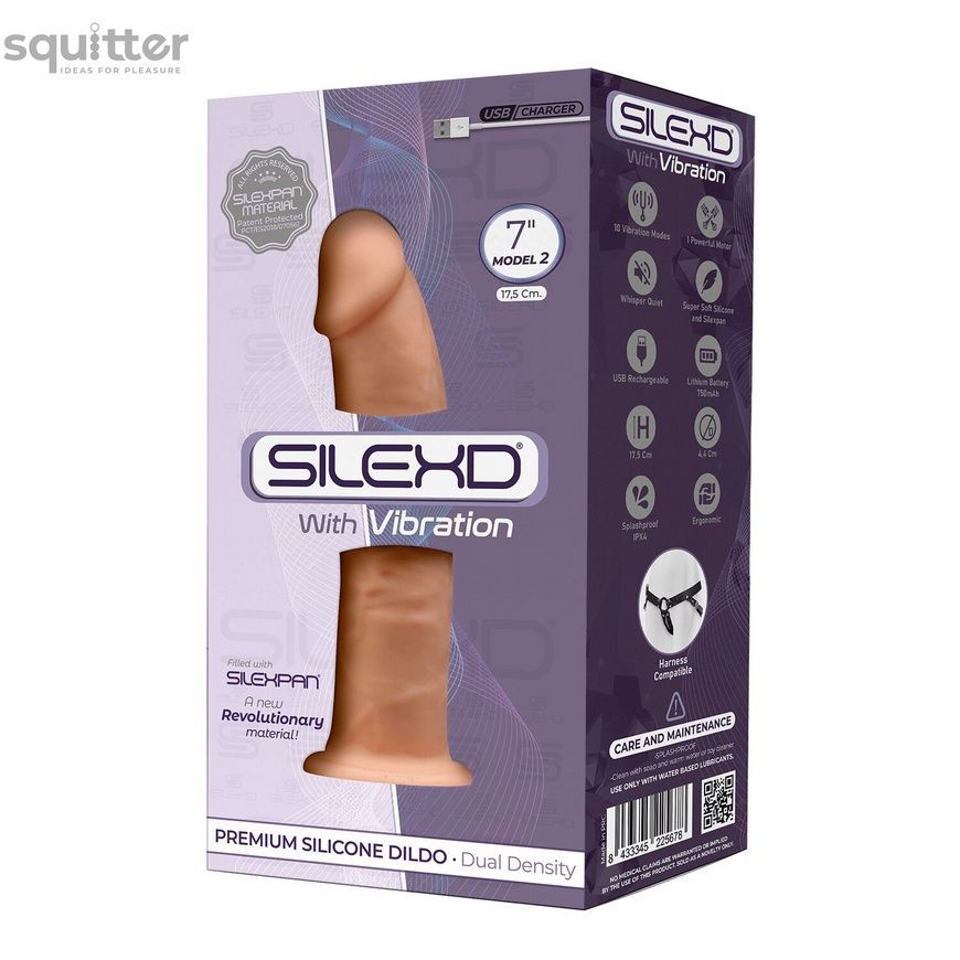 Фалоімітатор з вібрацією SilexD Henry Vibro Flesh (MODEL 2 size 7in), двошаровий, діаметр 4,4 см SO8220 - онлайн-сексшоп Сквітер
