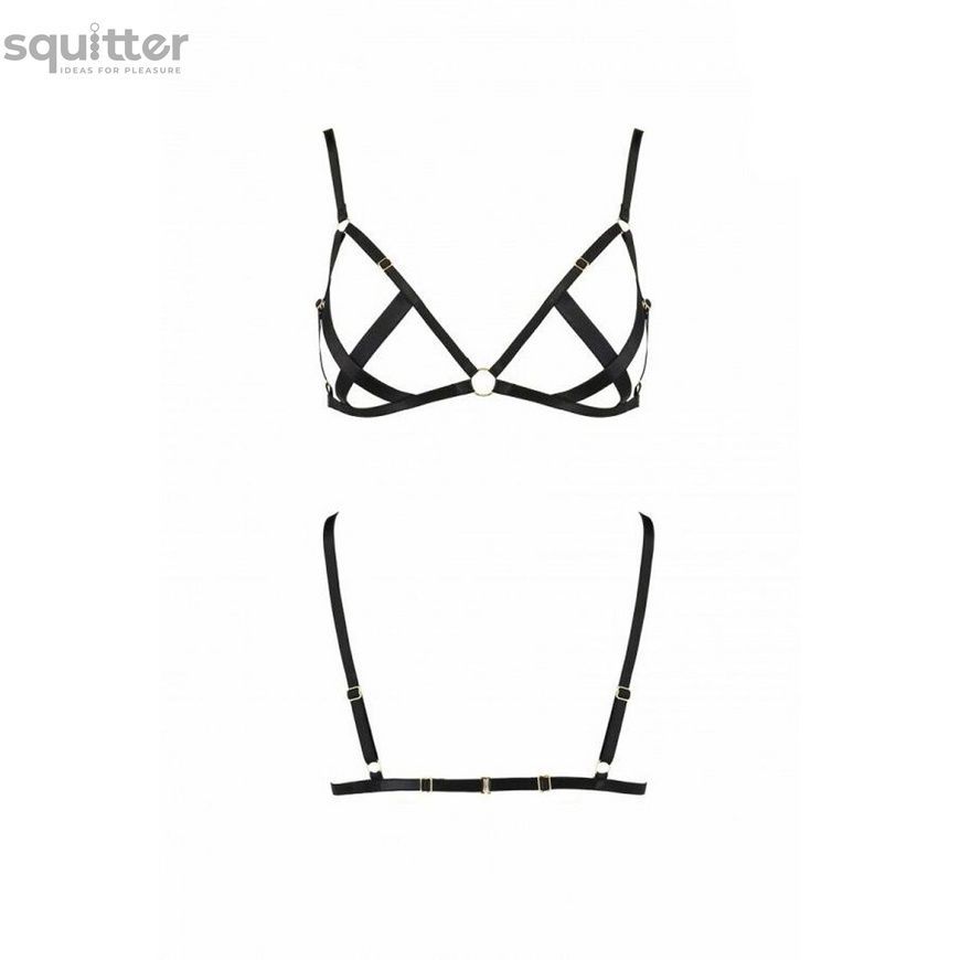 Відкритий бюстгальтер-стрепи Passion Exclusive NICKY BRA L/XL, black PS27801 - онлайн-сексшоп Сквітер