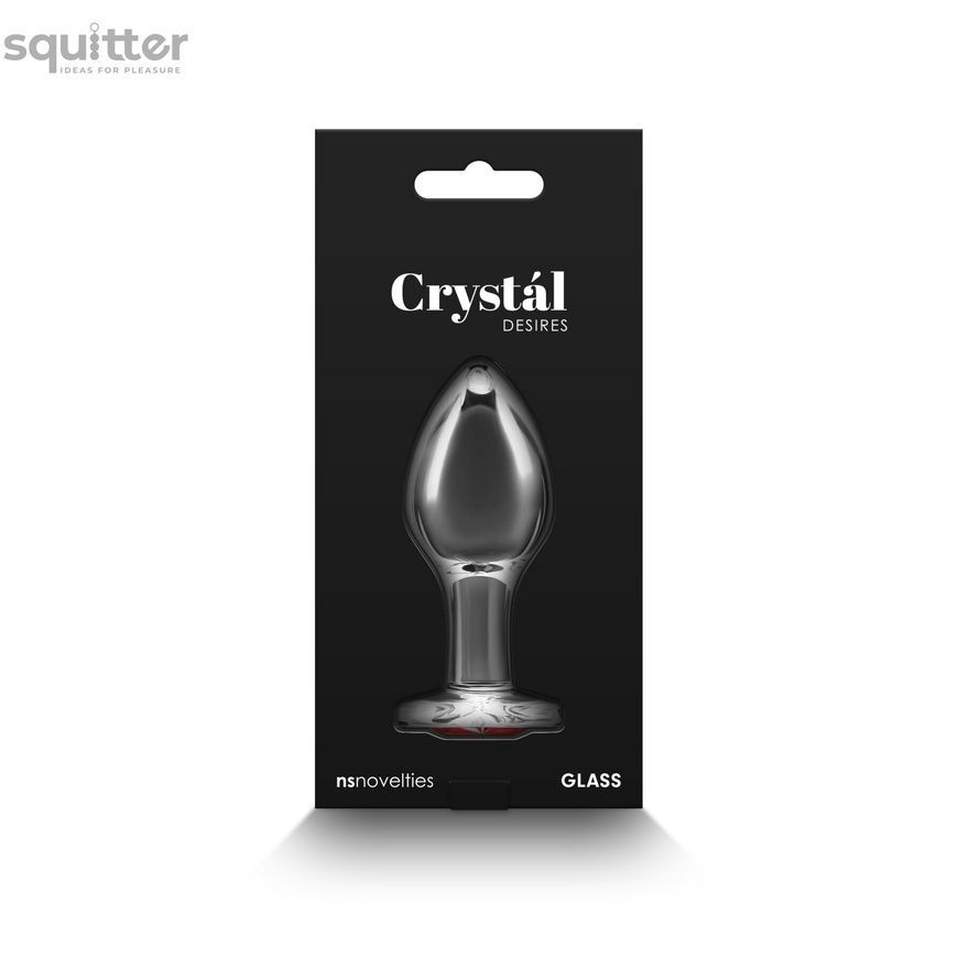 Скляна анальна пробка NS Novelties Crystal - Desires - Red Heart - Medium SX4353 - онлайн-сексшоп Сквітер