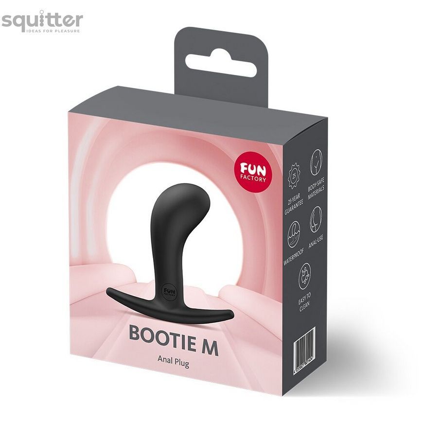 Анальна пробка Fun Factory BOOTIE M Black, діаметр 3,3 см, тонкий обмежувач SX3730 - онлайн-сексшоп Сквітер