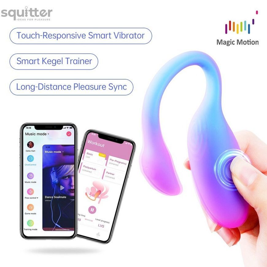 Смарт-віброяйце Magic Motion Flamingo Max Blue 2 в 1: віброяйце та тренажер Кегеля, 10 режимів SX3227 - онлайн-сексшоп Сквітер