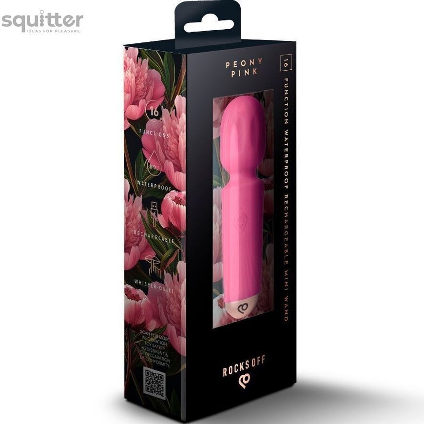 Вібромасажер Rocks Off Mini Wand Peony Pink, 16 режимів SX4630 - онлайн-сексшоп Сквітер