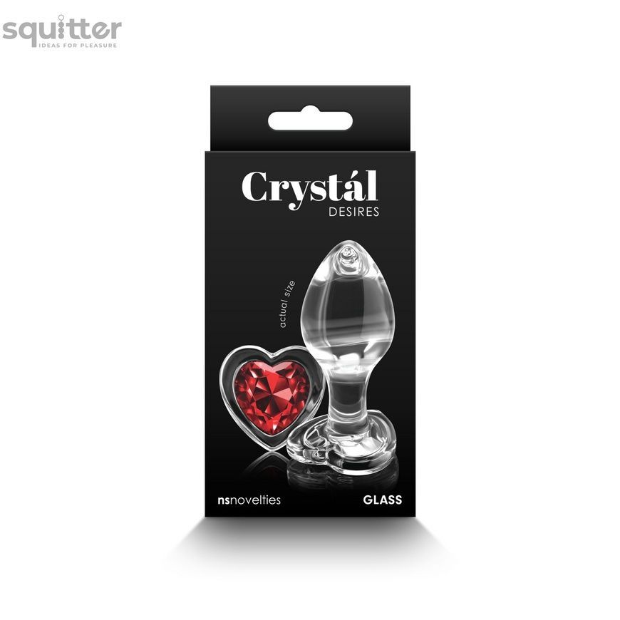 Скляна анальна пробка NS Novelties Crystal - Desires - Red Heart - Medium SX4353 - онлайн-сексшоп Сквітер