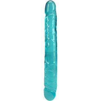 Фалоімітатор двосторонній Doc Johnson Crystal Jellies 12" Jr. Double Dong Teal SX4430 - онлайн-сексшоп Сквітер