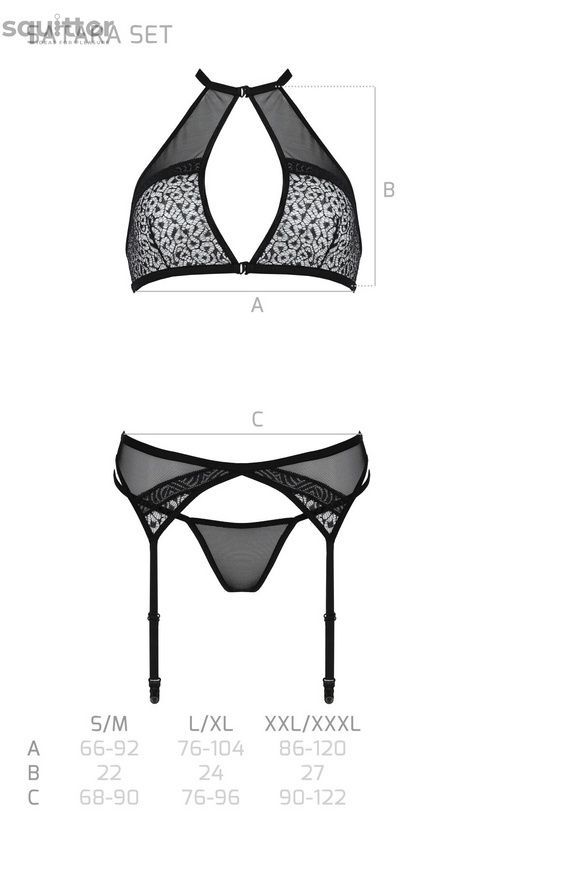 Комплект білизни Passion SATARA SET XXL/XXXL red, топ, пояс для панчіх, стрінги SO8486 - онлайн-сексшоп Сквітер