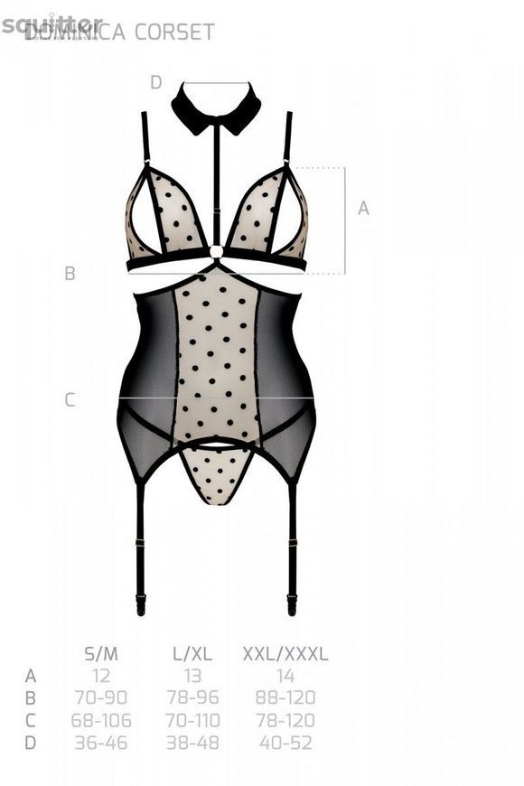 Корсет с открытой грудью Passion DOMINICA CORSET XXL/XXXL black, пажи для чулок, стринги SO8435 - онлайн-сексшоп Сквитер