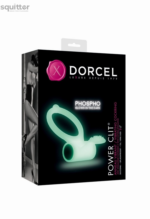 Эрекционное кольцо Dorcel Power Clit White PHOSPHO с вибрацией, белое, светится в темноте MD1397 фото