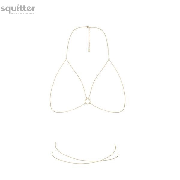 Цепочка портупея Bijoux Indiscrets Magnifique Bra Chain - Gold, украшение на тело SO2656 фото