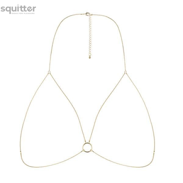 Цепочка портупея Bijoux Indiscrets Magnifique Bra Chain - Gold, украшение на тело SO2656 фото