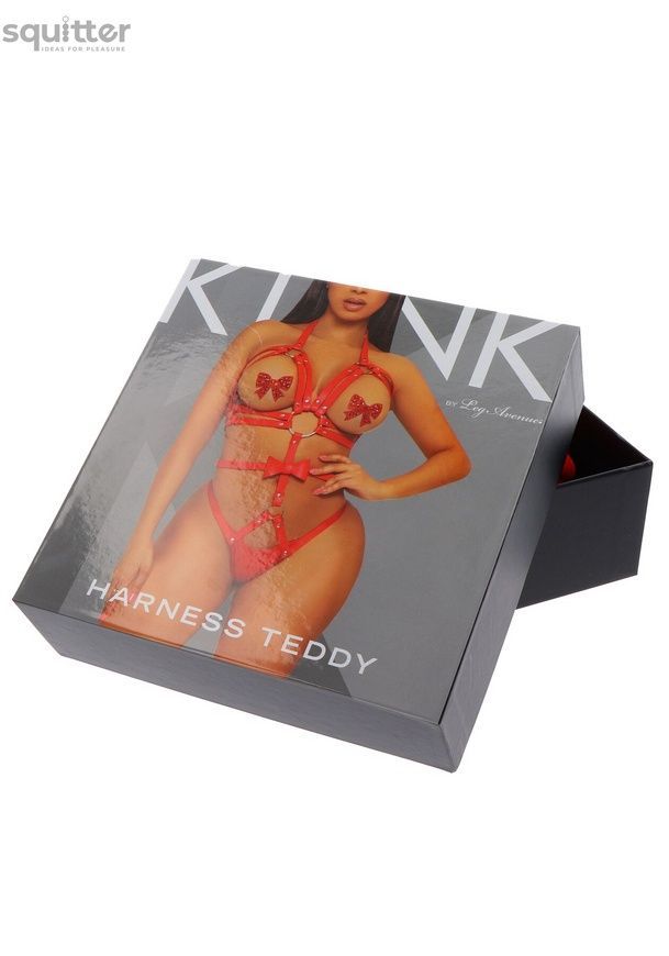 Портупея-тедді з ременів Leg Avenue Studded O-ring harness teddy M Red, екошкіра SO8561 - онлайн-сексшоп Сквітер