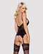 Сатиновый кружевной корсет Obsessive 810-COR-1 babydoll & thong S/M, черный, корсет, танга SO7156 фото 2