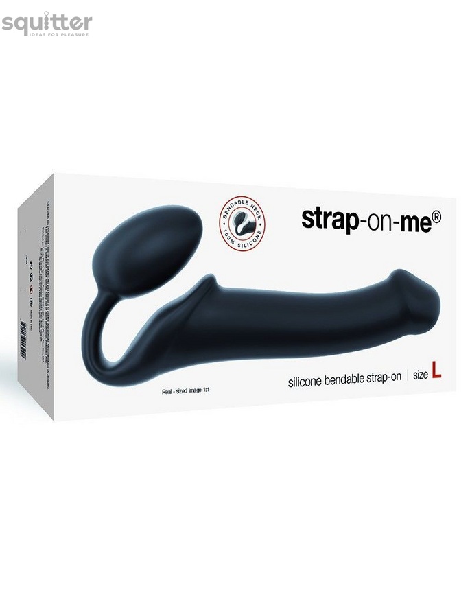 Безремневий страпон Strap-On-Me Black L, повністю регульований, діаметр 3,7 см SO2712 фото