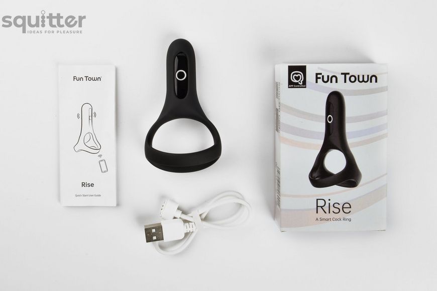 Подвійне ерекційне кільце Fun Town Rise Black, керування зі смартфона SO5747 - онлайн-сексшоп Сквітер