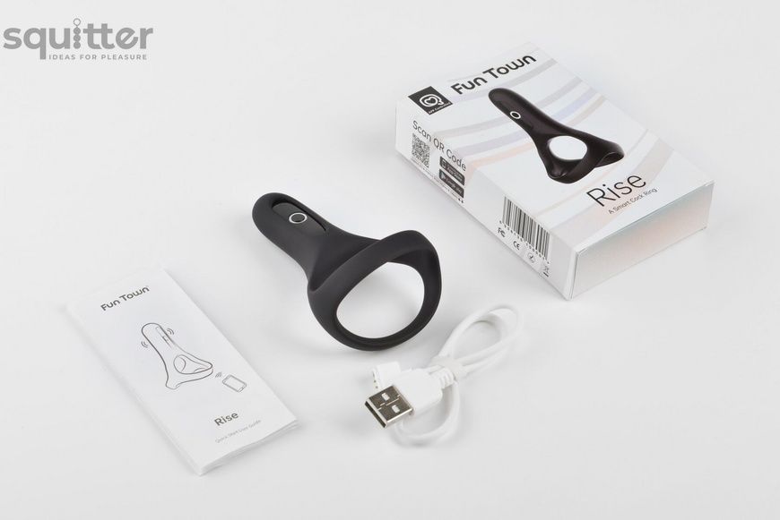 Подвійне ерекційне кільце Fun Town Rise Black, керування зі смартфона SO5747 - онлайн-сексшоп Сквітер