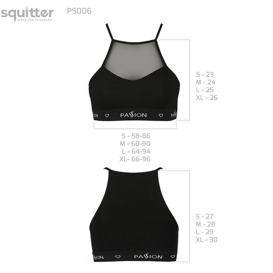 Спортивный топ с прозрачной вставкой Passion PS006 TOP black, size L SO4239 - онлайн-сексшоп Сквитер