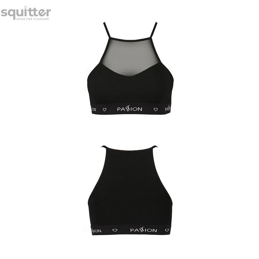 Спортивный топ с прозрачной вставкой Passion PS006 TOP black, size L SO4239 - онлайн-сексшоп Сквитер