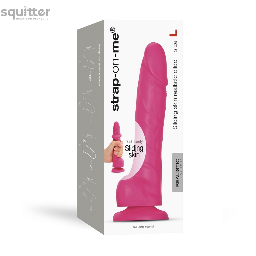 Реалістичний фалоімітатор Strap-On-Me Sliding Skin Realistic Dildo Fuchsia - L, ефект рухливої шкіри SO6257 фото