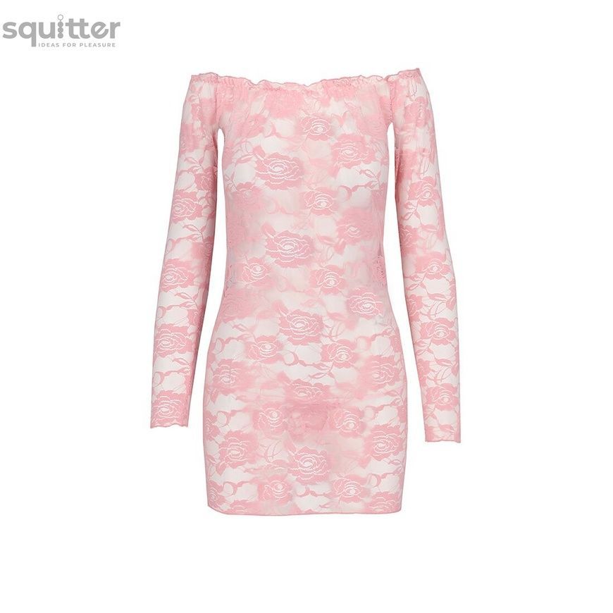 Прозора сорочка з довгим рукавом Passion YOLANDA CHEMISE XXL/XXXL, pink, трусики EL14309 - онлайн-сексшоп Сквітер
