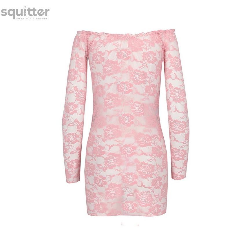 Прозора сорочка з довгим рукавом Passion YOLANDA CHEMISE XXL/XXXL, pink, трусики EL14309 - онлайн-сексшоп Сквітер