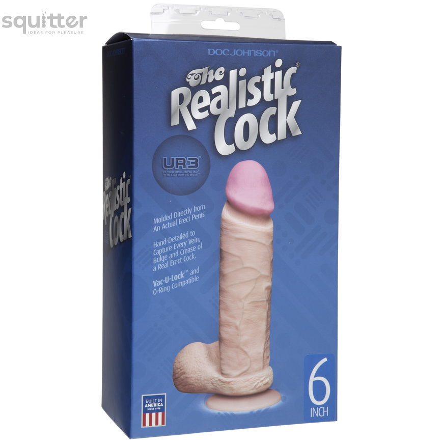 Фалоімітатор Doc Johnson The Realistic Cock 6 inch White – ULTRASKYN, Vack-U-Lock, діаметр 4,3 см SO1550 фото