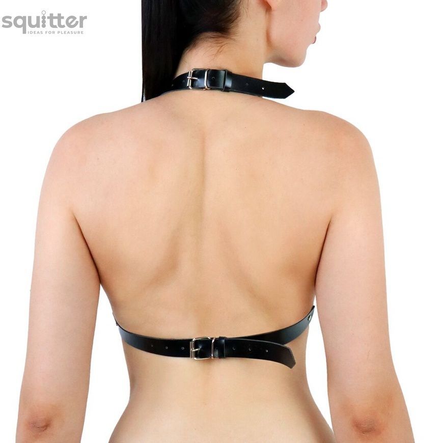 Портупея женская с шипами Art of Sex - Demia Leather harness, Черная XS-M SO8305 - онлайн-сексшоп Сквитер