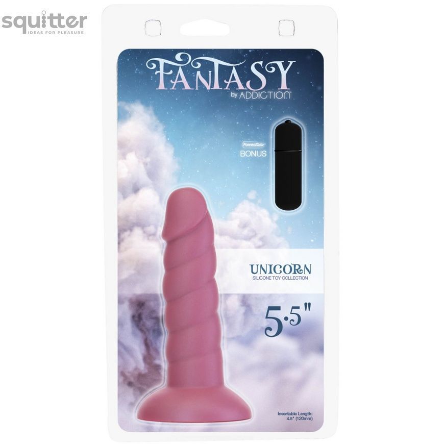 Фалоімітатор Fantasy by Addiction Unicorn Dildo 5.5&rdquo; Pink, віброкуля в подарунок SX3158 - онлайн-сексшоп Сквітер