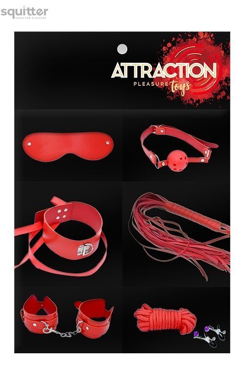 Набор MAI BDSM STARTER KIT N&ordm; 75 Red: плеть, кляп, наручники, маска, ошейник, веревка, зажимы SO5004 - онлайн-сексшоп Сквитер