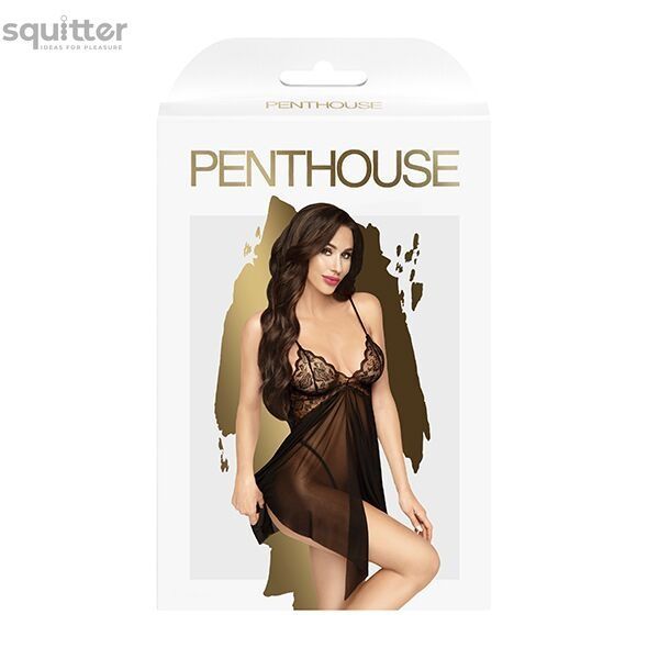 Бэби-долл с ажурным браллетом и высоким разрезом Penthouse - Sweet Beast Black S/M SO5296 - онлайн-сексшоп Сквитер