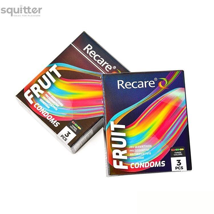Презервативи Holographic Recare Fruit Flavour Condoms 3 шт, аромати: м'ята, банан, полуниця SX3333 - онлайн-сексшоп Сквітер