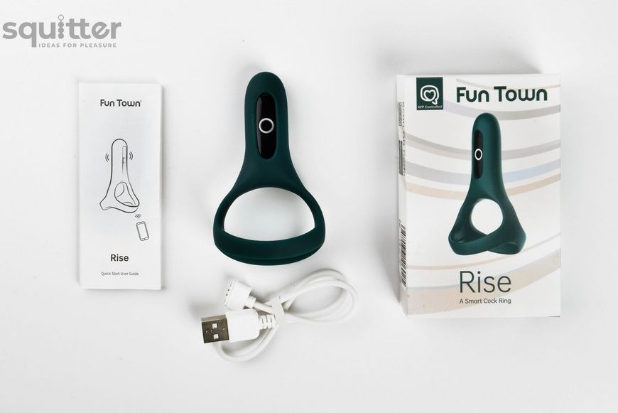 Двойное эрекционное кольцо Fun Town Rise Turquoise, управление со смартфона SO5748 - онлайн-сексшоп Сквитер