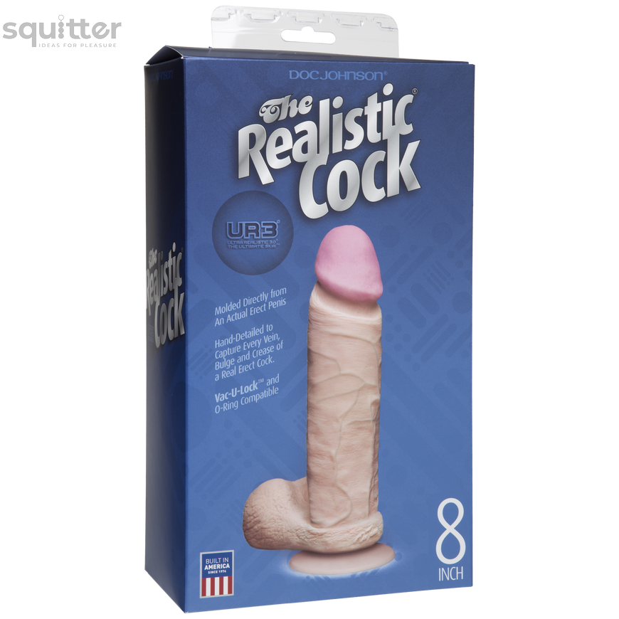 Фалоімітатор Doc Johnson The Realistic Cock 8 inch White - ULTRASKYN, Vack-U-Lock, діаметр 5,1 см SO1551 фото