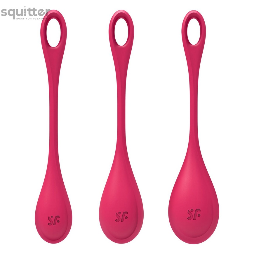 Набор йони бусин Satisfyer Yoni Power 1 Red, диаметр 2-2,5-3см, вес 22-46-74гр SO5547 фото