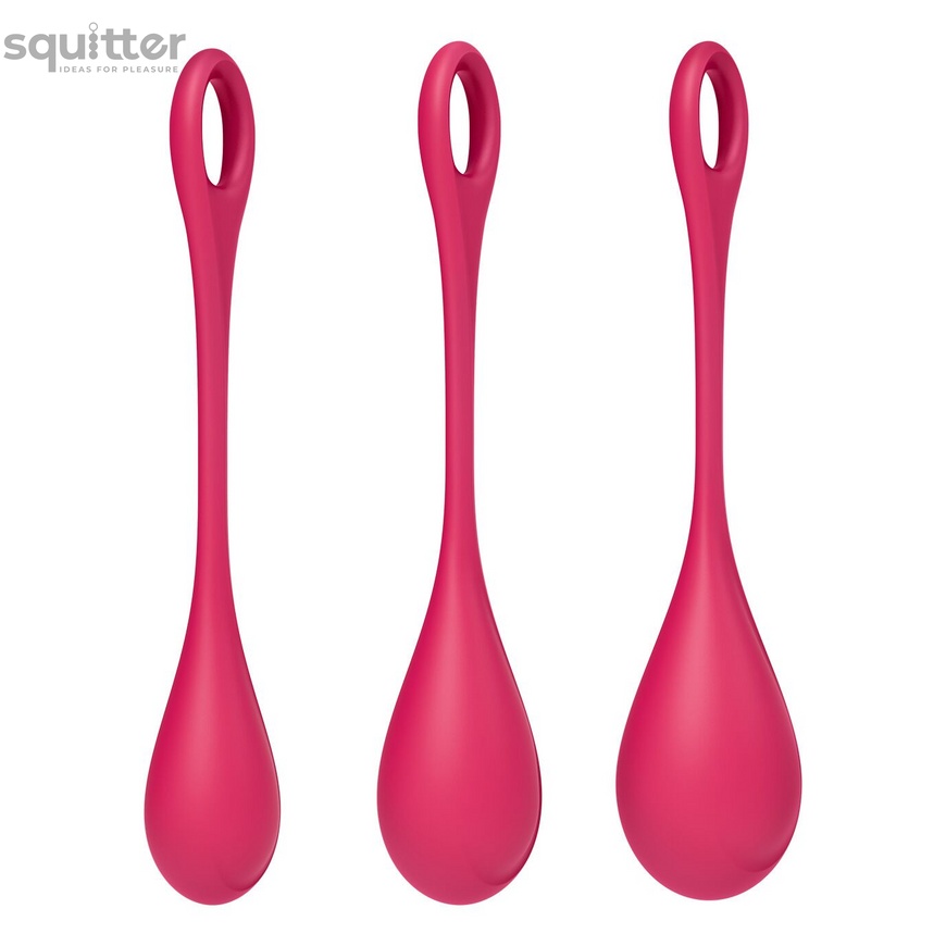 Набор йони бусин Satisfyer Yoni Power 1 Red, диаметр 2-2,5-3см, вес 22-46-74гр SO5547 фото