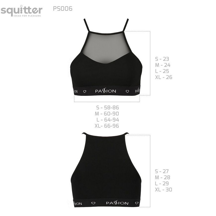 Спортивный топ с прозрачной вставкой Passion PS006 TOP black, size M SO4240 - онлайн-сексшоп Сквитер