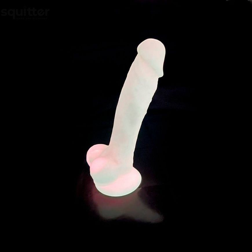 Фалоімітатор SilexD Johnny Pink Glow in the dark, двошаровий, силікон+Silexpan, діаметр 3,5см SO7026 - онлайн-сексшоп Сквітер