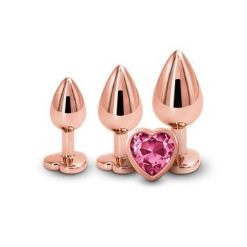 Набір анальних пробок NS Novelties Rear Assets - Trainer Kit - Rose Gold - Pink Heart SX4356 - онлайн-сексшоп Сквітер
