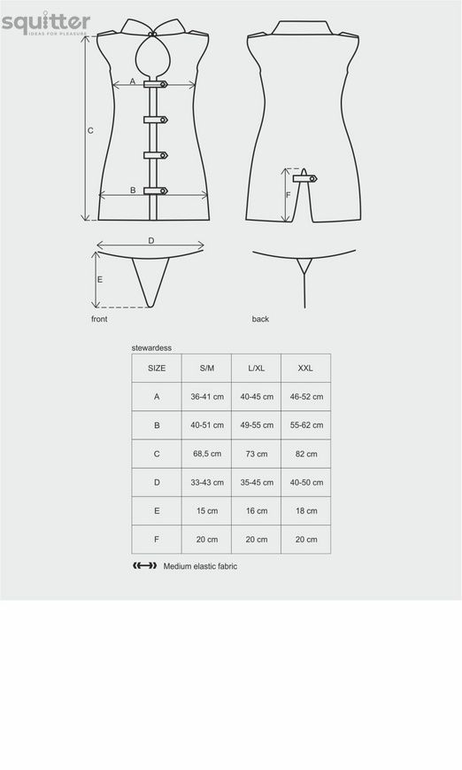 Эротический костюм стюардессы Obsessive Stewardess 3 pcs costume grey S/M, серый, платье, стринги, п SO7308 - онлайн-сексшоп Сквитер