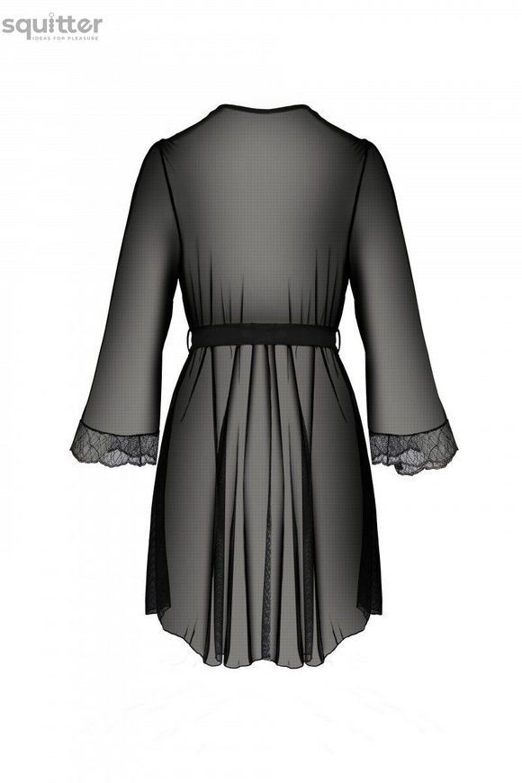 Пеньюар Passion AMBERLY PEIGNOIR black, S/M, пояс у комплекті SX0462 - онлайн-сексшоп Сквітер