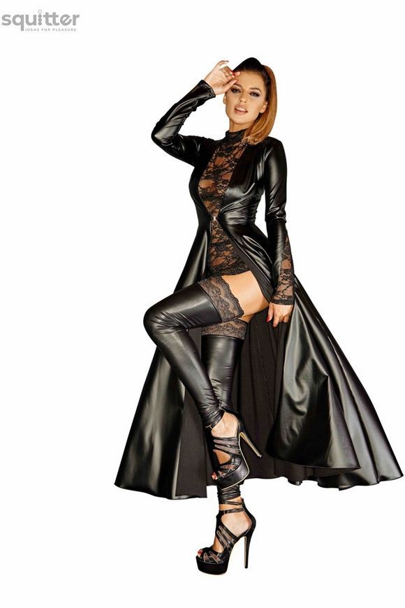 Сукня-плащ з мокрим ефектом Noir Handmade F128C Powerwetlook gown coat, M SX0014 - онлайн-сексшоп Сквітер