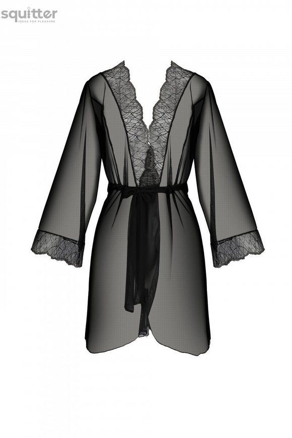 Пеньюар Passion AMBERLY PEIGNOIR black, S/M, пояс у комплекті SX0462 - онлайн-сексшоп Сквітер